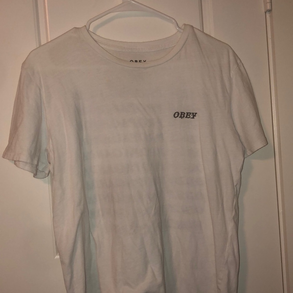 small white obey tee